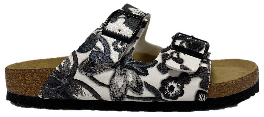 Neckermann Double Bar Shoe Black and White Floral - Global Free Style