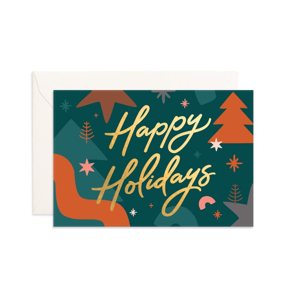 Fox & Fallow Greeting Card Mini Card Happy Holidays Abstract - Global Free Style