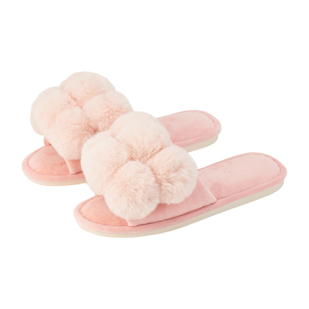 Annabel Trends Pom Pom Slippers Cosy Luxe Pink Petal - Global Free Style