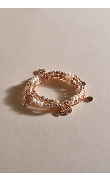 Adorne Freshwater Pearl Mix Bracelet Set Rose/Cream - Global Free Style