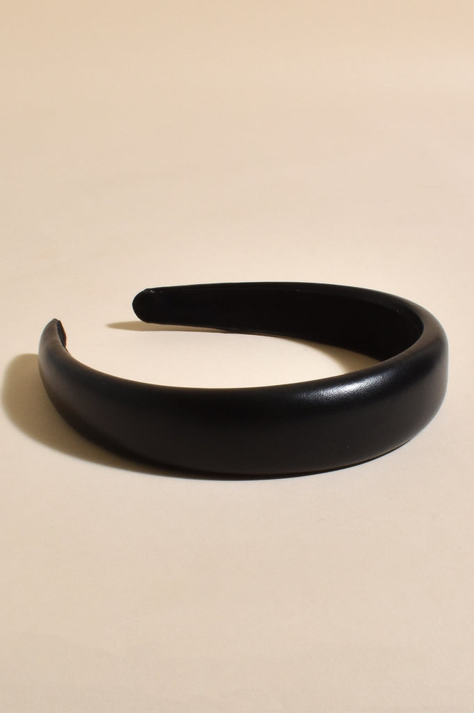 Adorne Faux Leather Event Headband Black - Global Free Style