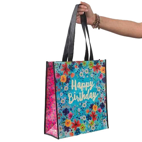 Natural Life Gift Bag Happy Bday Blue Floral - Global Free Style
