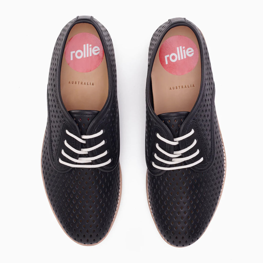 Rollie Derby Punch Shoe Black Leather - Global Free Style