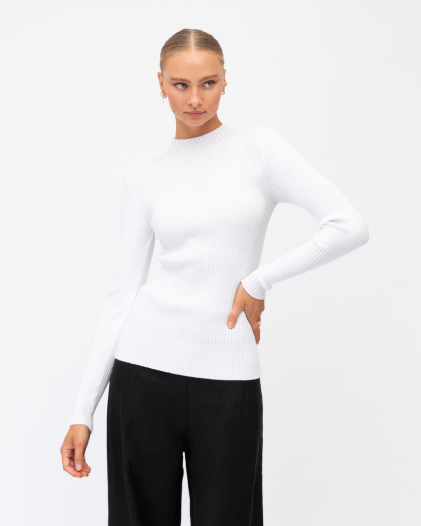 White Closet Ribbed Knit Top White - Global Free Style
