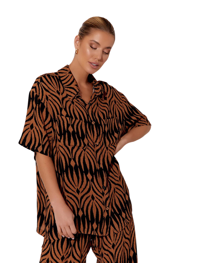 Ayla Palm Desert Short Sleeve Shirt Print - Global Free Style