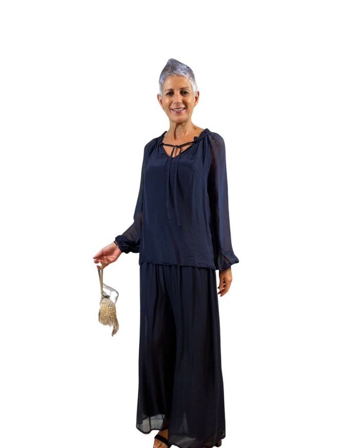 La Strada Silk Pants Navy Bottoms La Strada S(8-10)