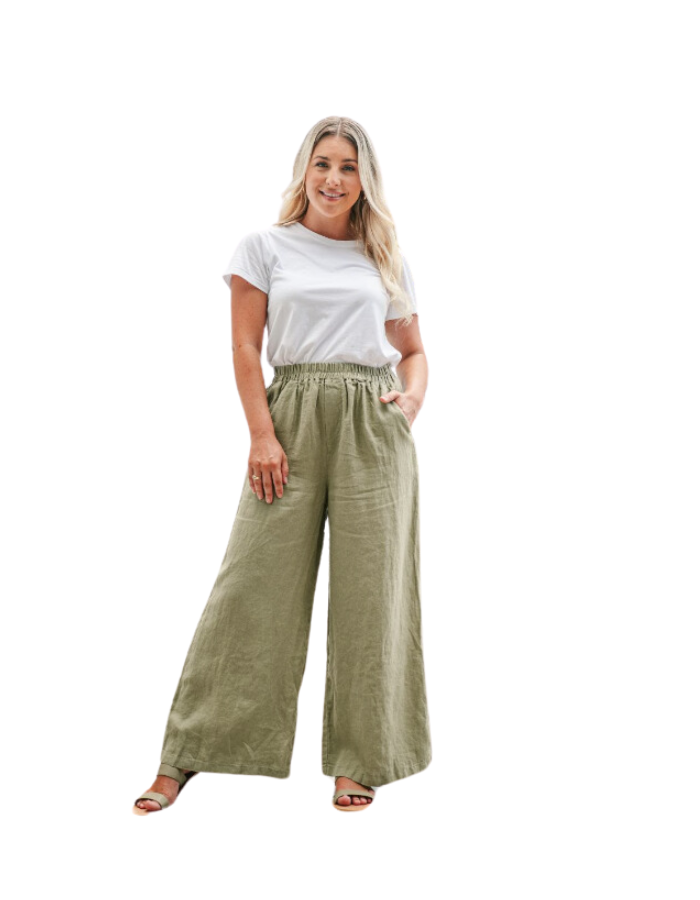 Khaki Linen Pants - Global Free Style