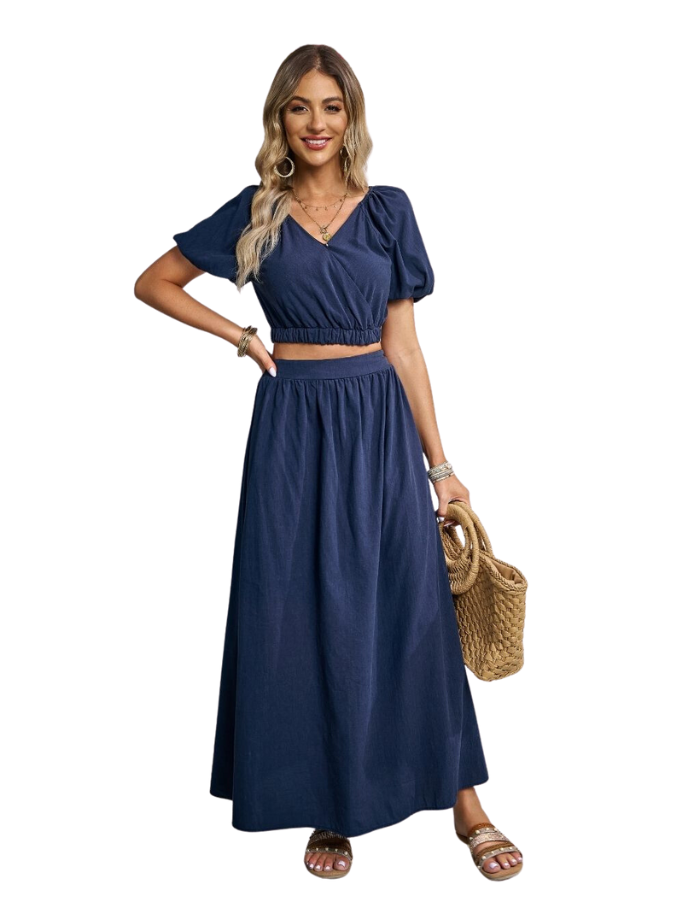 Double Lined Skirt Navy - Global Free Style