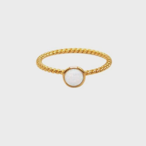 Small Round Twist Ring Gold/White - Global Free Style