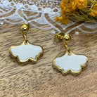 Ginkgo Porcelain Earrings with Gold Earrings Wolf and Clay