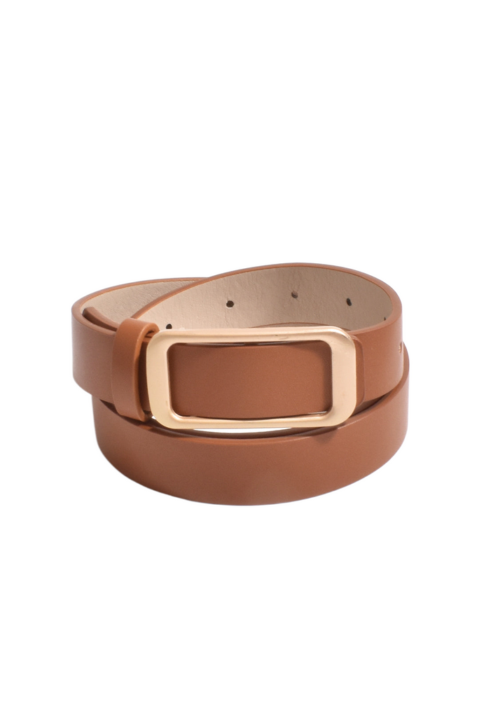 Matte Buckle Thin Jeans Belt Tan Belts Adorne   