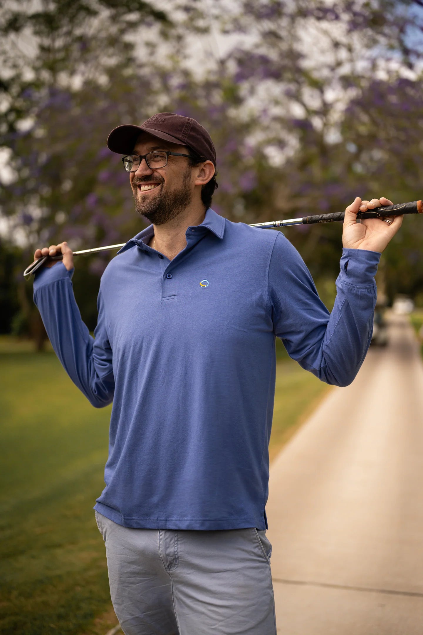 Classic Men Long Sleeve Polo Blue Mens Tops Tusk and Roo
