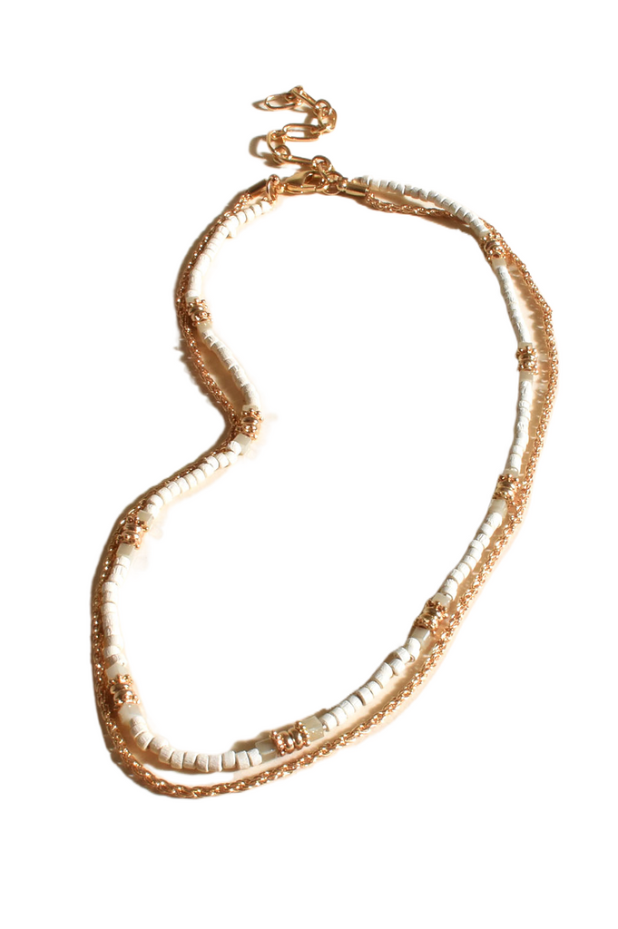 Lucinda Mixed Layered Necklace Natural/Gold Necklaces Adorne   