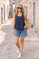 Ava relaxed Tank Navy With White Stripe Tops Jovie The Label