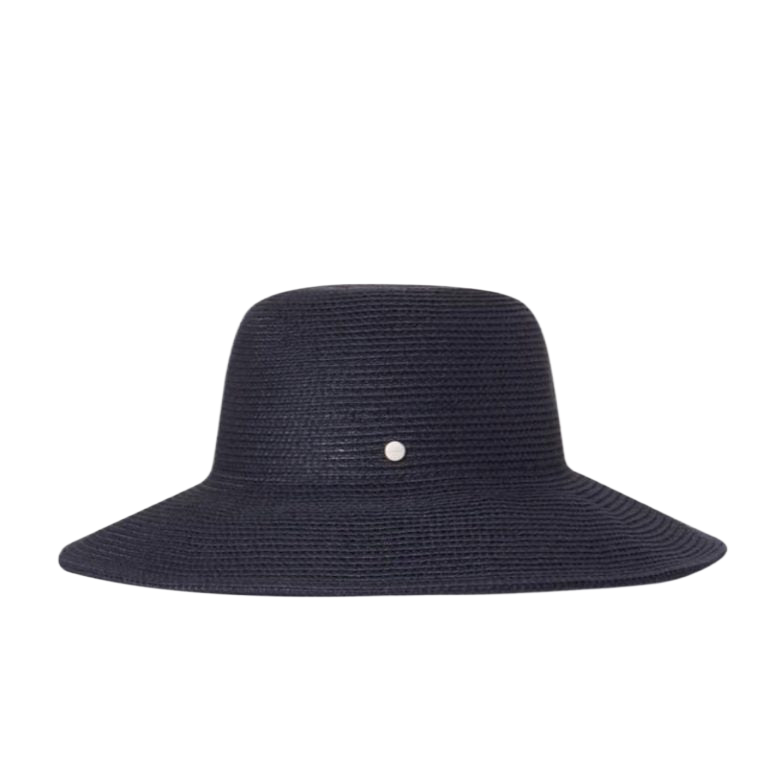 Ladies Mid Brim Hat Mira Natural Navy Hats & Millinery Kooringal   