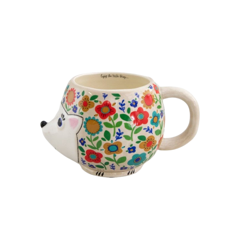 Folk Mug Floral Hedgehog Gifts and Accessories Natural Life   