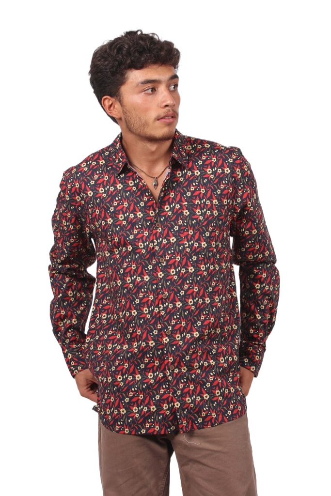 Red Hot Long Sleeve Shirt Mens Tops Skumi   