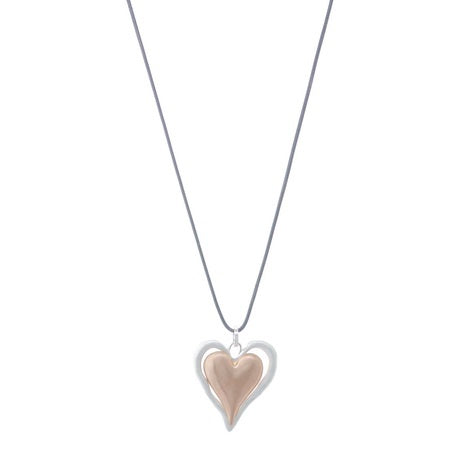 Dual Tone Heart Pendant Necklace Necklaces Sun Accessories