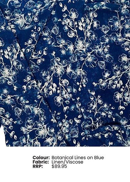Twista Sista Pre-Sewn Turban Range Botanical Lines on Blue Linen Viscose Hair Twista Sister
