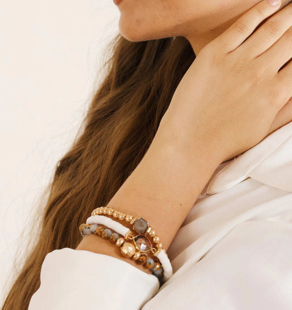 Madelyn Beaded Bracelet Grey - Global Free Style