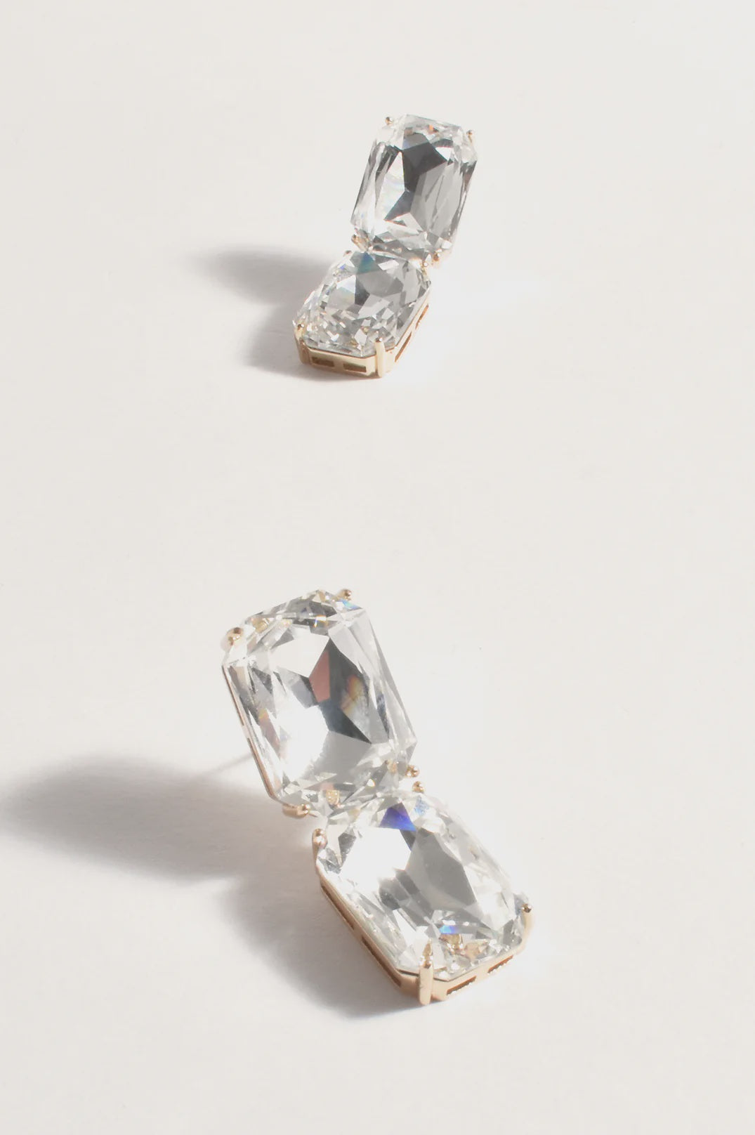 Astrid Double Drop Event Earrings Crystal/Gold Earrings Adorne