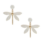 Rattan Dragonfly Earrings White Earrings Sun Accessories