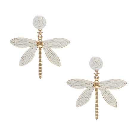 Rattan Dragonfly Earrings White Earrings Sun Accessories