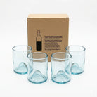 Gift Pack of 4 Upcycled Cut Wine Bottles Tumbler - Aqua Home Hila