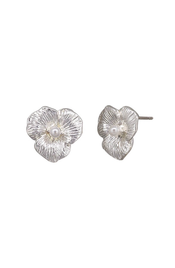 Silver Pansy E/R Earrings Tiger Tree