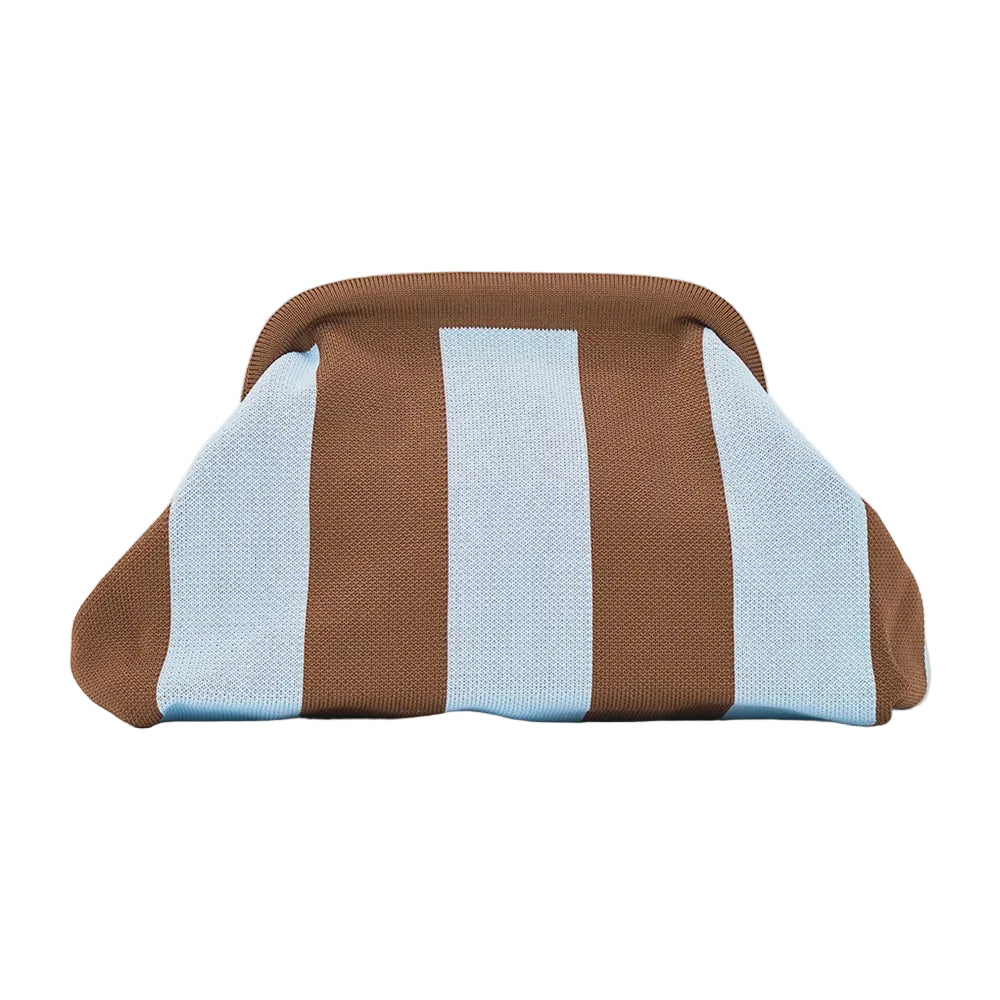 Dumpling Clutch Sky Blue and Chocolate Bags and Purses Annabel Trends