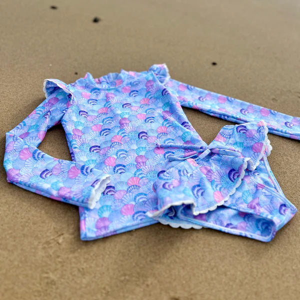 Mermaid Shell Girls Rash Guard Set Kids Dresses Fernleigh Avenue