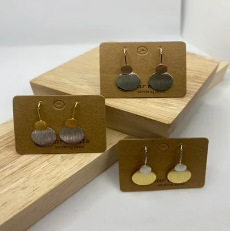 2 Tone Double Disc Fh Earring Earrings Ear Mints Silver