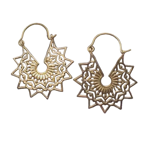 Brass Tribal Boho Earrings Earrings Ombak