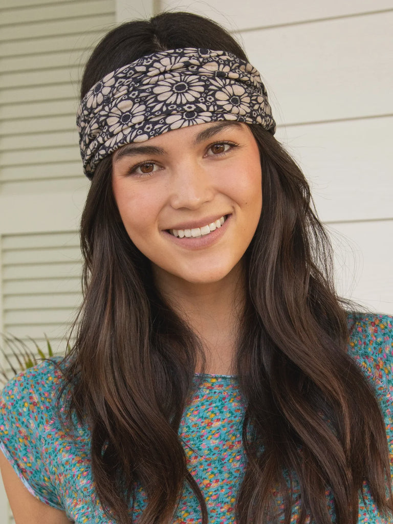 Boho Bandeau Black White Daisies Bandeau Natural Life   