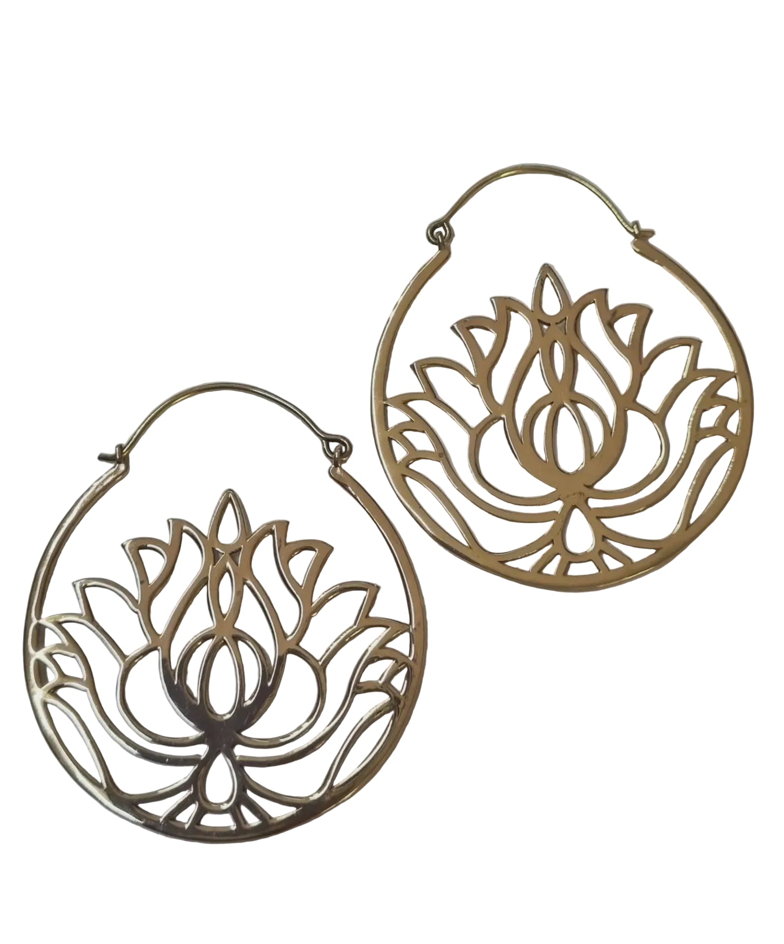 Brass Filigree Lotus Statement Hoops Earrings Ombak