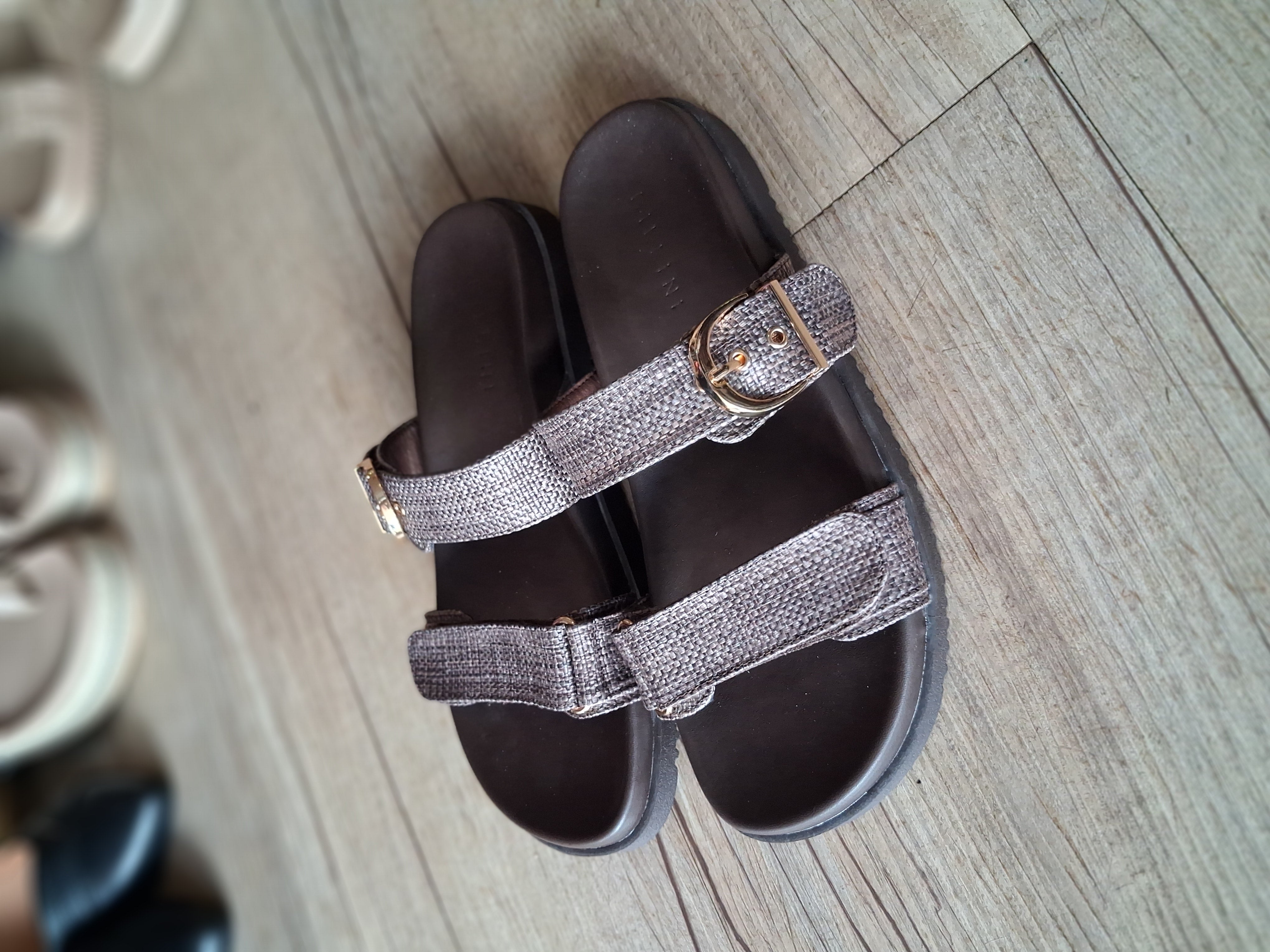 Aggie Chocolate Raffia Shoes Billini