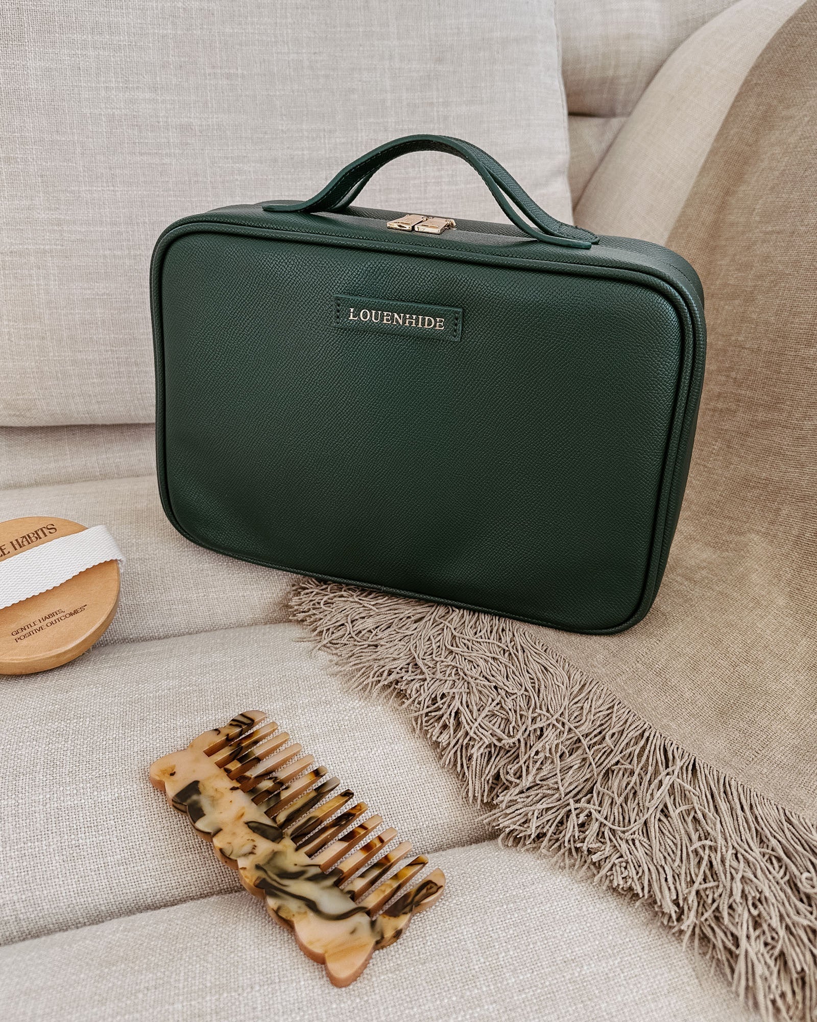 Georgie Cosmetic Case Forest Green Bags and Purses Louenhide