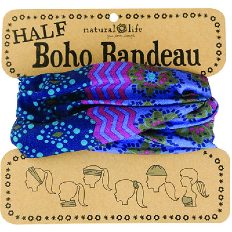 BoHo Bandeau Half Mauve Blue Accents - Global Free Style
