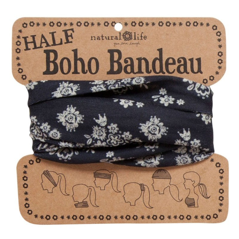 Boho Bandeau Half Black Floral Bandeau Natural Life