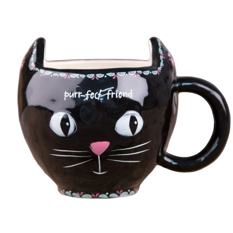 Folk Mug Cat Black Purr-fect Friend Gifts and Accessories Natural Life