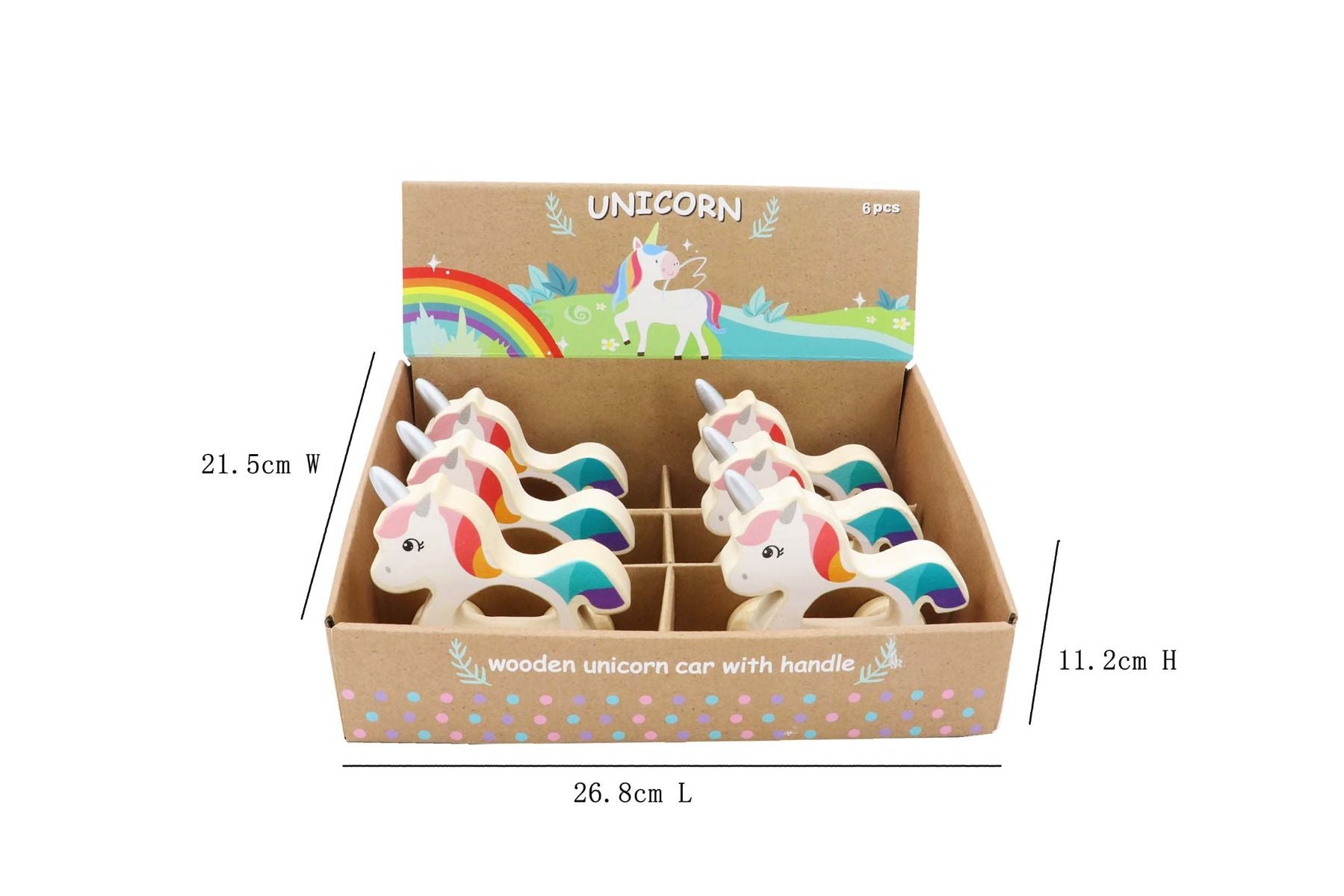Wooden Wheelie Unicorn with Handle Gifts and Accessories ToysLink