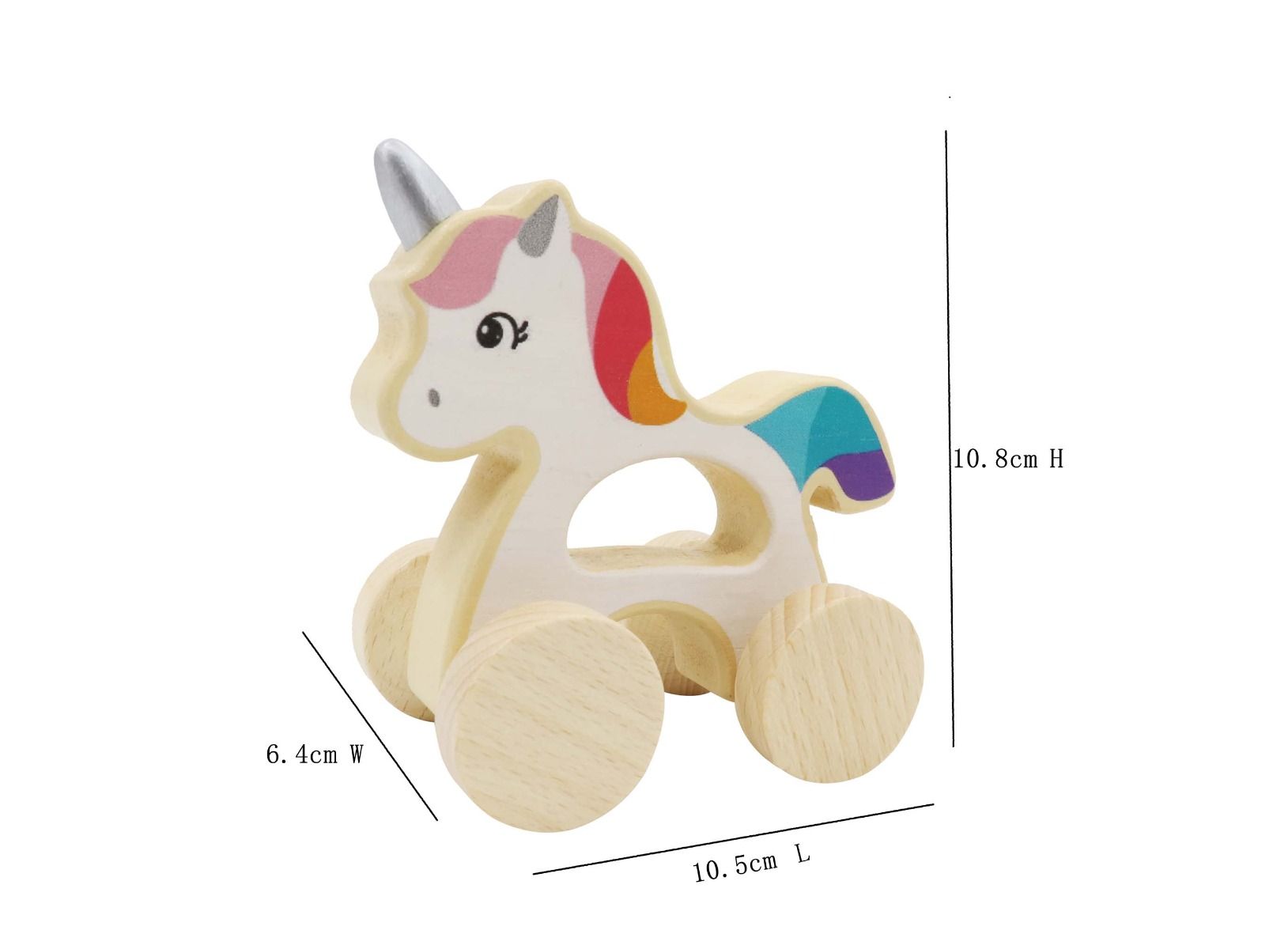 Wooden Wheelie Unicorn with Handle Gifts and Accessories ToysLink