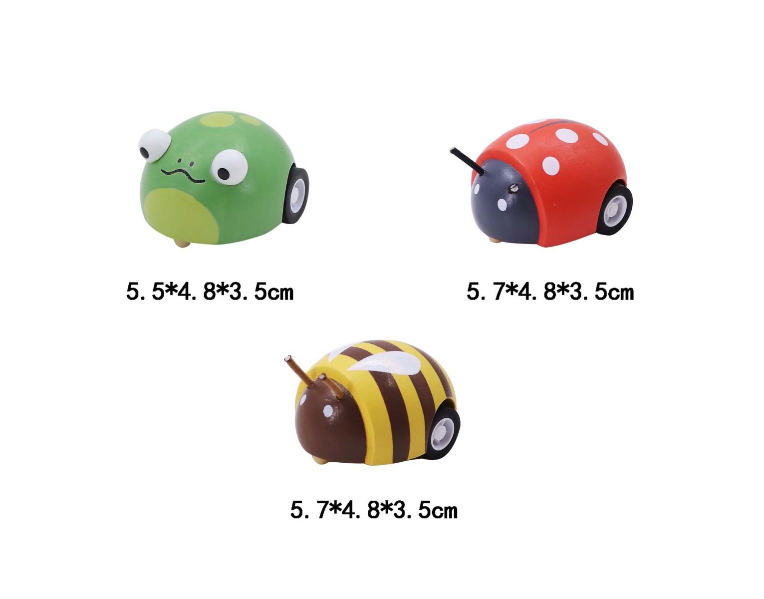 Wooden Pull Back Animal-Bee, Frog and Ladybug Gifts and Accessories ToysLink