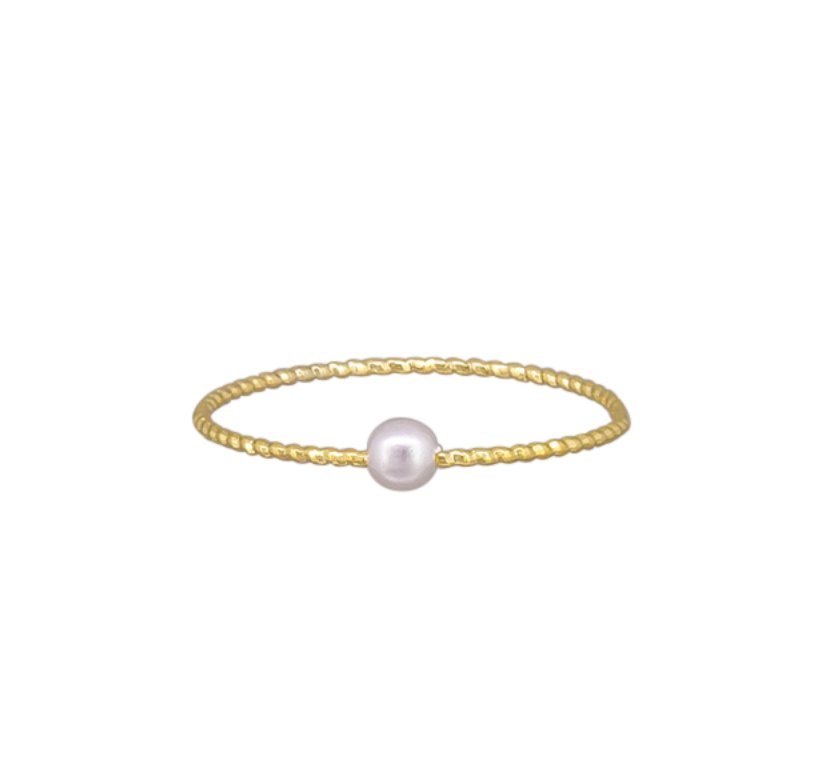 Gold Pearl Dainty Ring Rings Tiger Tree