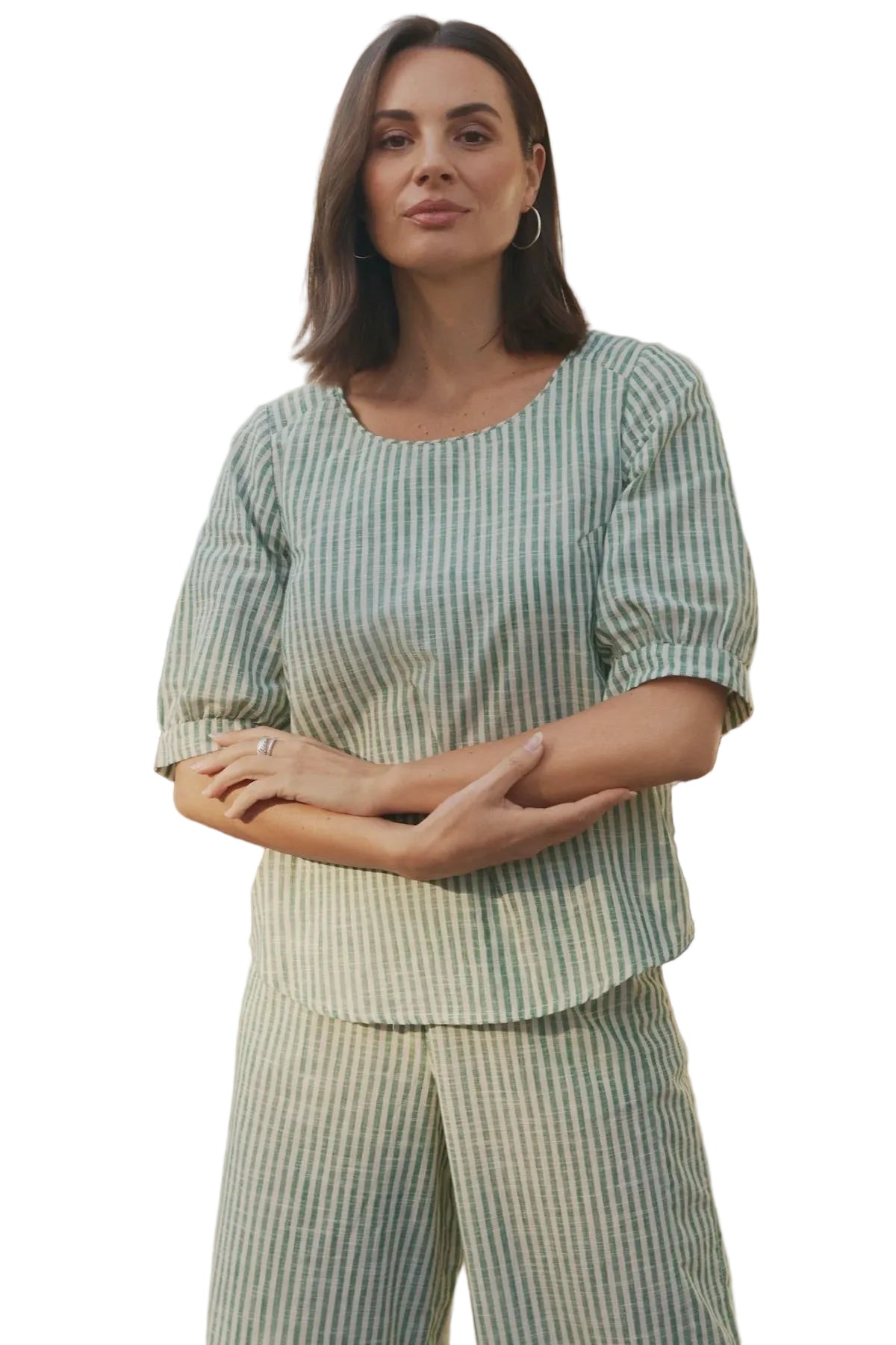 Gigi Top Green Stripe - Global Free Style