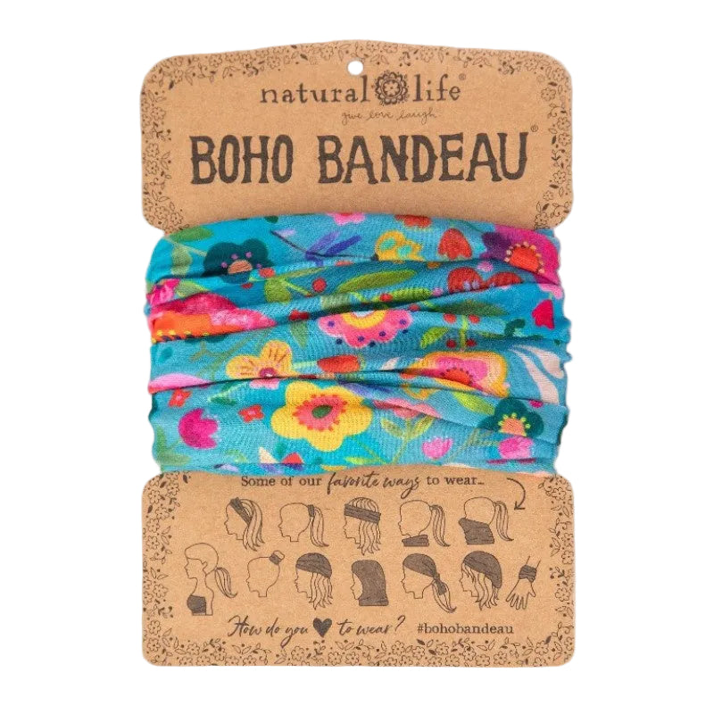 Boho Bandeau Teal Folk Flower Bandeau Natural Life
