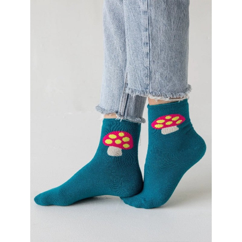 Icon Roll Top Sock Set Teal Mushroom Socks Natural Life