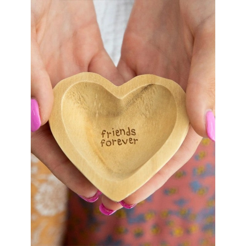 Wooden Heart Trinket Jewelry Dish - Friends Forever Gifts and Accessories Natural Life   