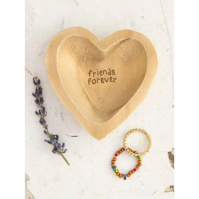 Wooden Heart Trinket Jewelry Dish - Friends Forever Gifts and Accessories Natural Life   