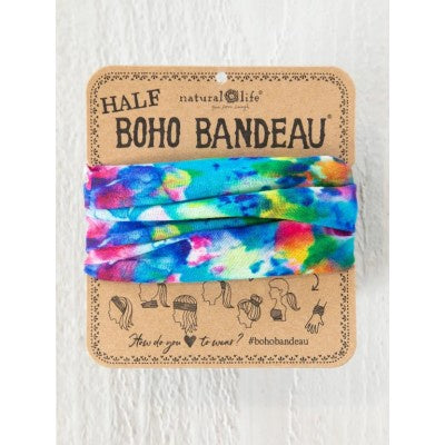 Boho Bandeau Half Blue Rainbow Tie Dye - Global Free Style